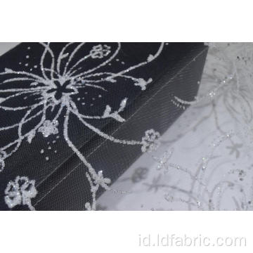 100% Nylon White Foil Mesh Fabric Untuk Bridal